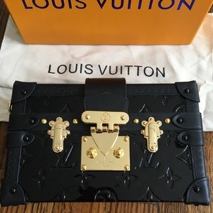 Faux Louis Vuitton Petite Malle trunk clutch
